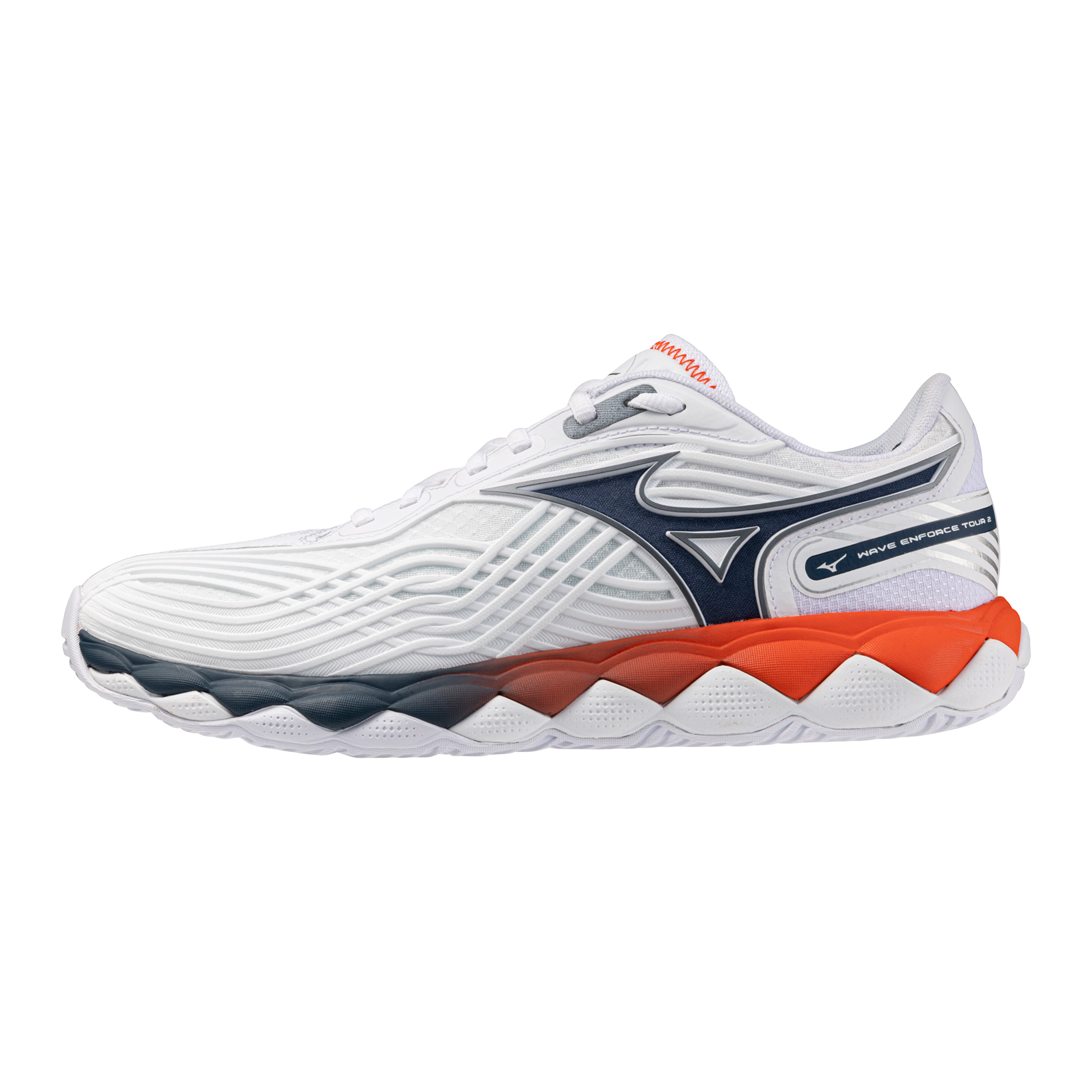 Mizuno Men's Wave Enforce Tour 2 AC Tennis Shoes in White/Insignia Blue — White/Insignia Blue