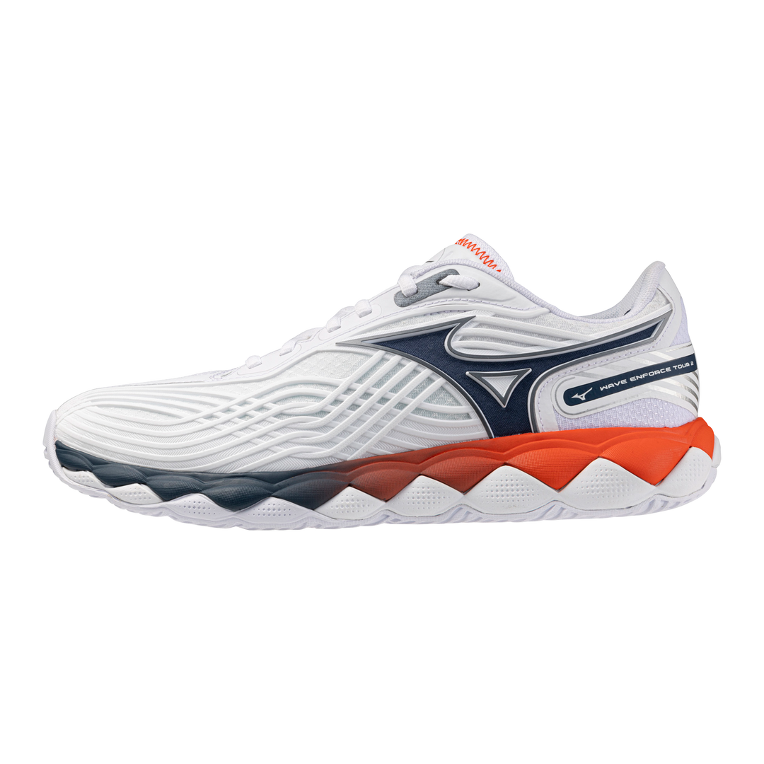 Mizuno Men's Wave Enforce Tour 2 AC Tennis Shoes in White/Insignia Blue — White/Insignia Blue