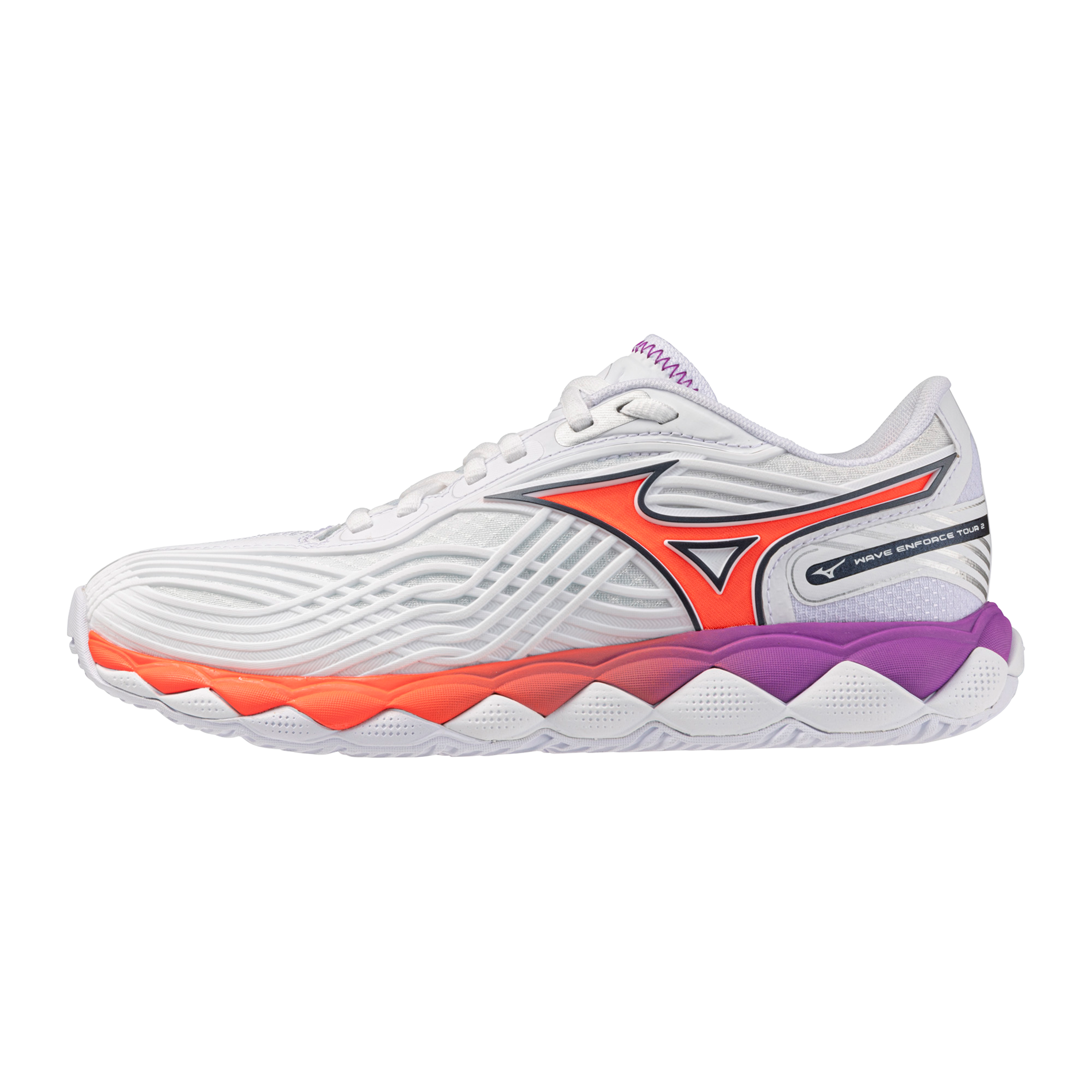 Mizuno Women's Wave Enforce Tour 2 AC Tennis Shoes in White/Lava Orange — White/Lava Orange
