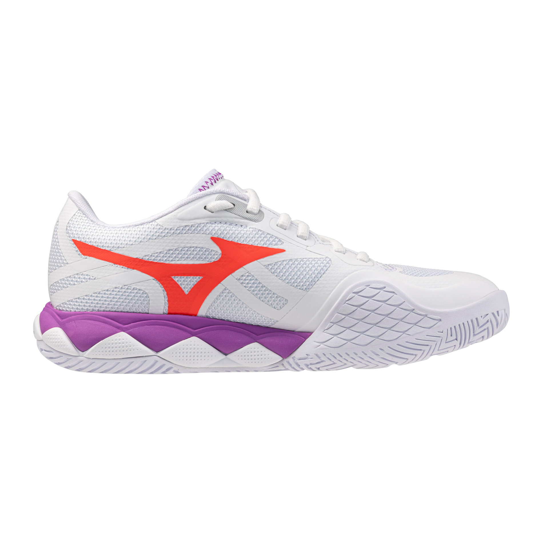 Mizuno Women's Wave Enforce Tour 2 AC Tennis Shoes in White/Lava Orange — White/Lava Orange