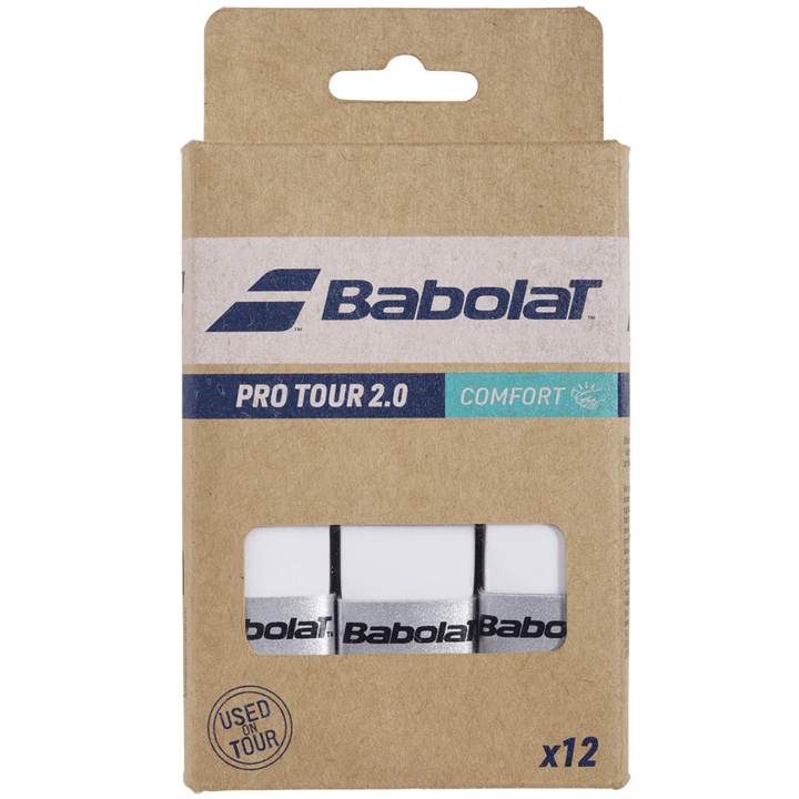 Babolat Pro Tour 2.0 Overgrips in White - 12 Packs