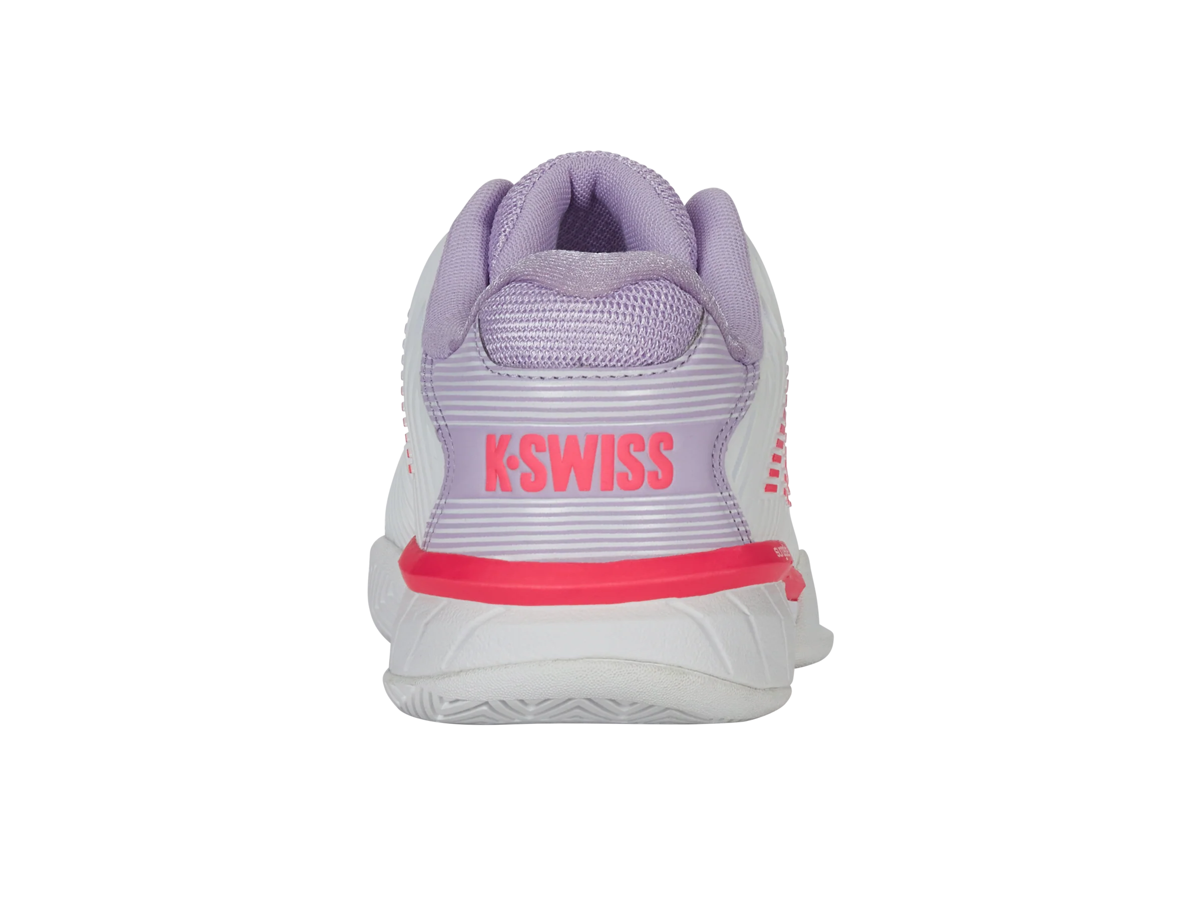 K-Swiss Women's Hypercourt Express 2 Wide Tennis Shoes in White/Orchid Petal/Neon Blaze