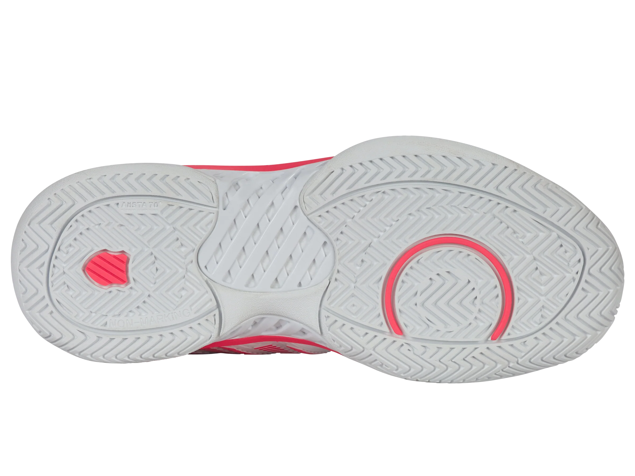 K-Swiss Women's Hypercourt Express 2 Wide Tennis Shoes in White/Orchid Petal/Neon Blaze