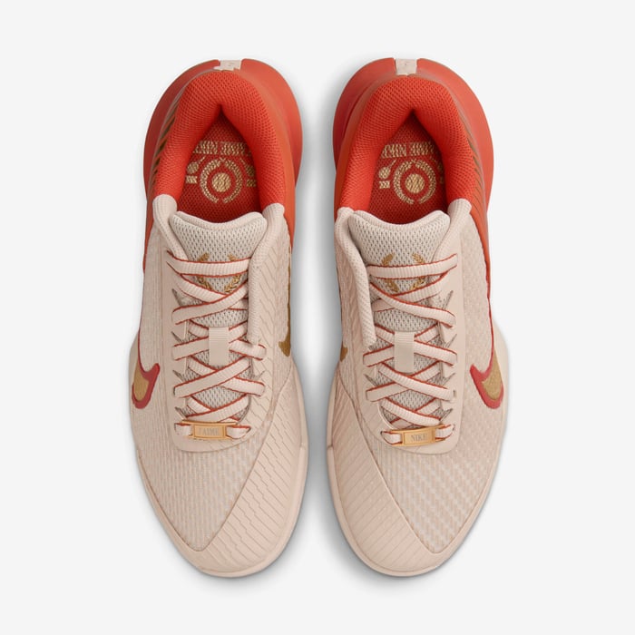 Nike Women's Air Zoom Vapor Pro 2 PRM Tennis Shoes in Sanddrift/Metallic Gold-Gum Med Brown