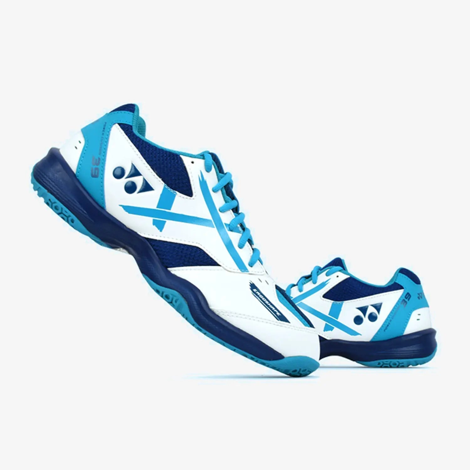 Yonex 39 Junior Badminton Shoes in White/Blue