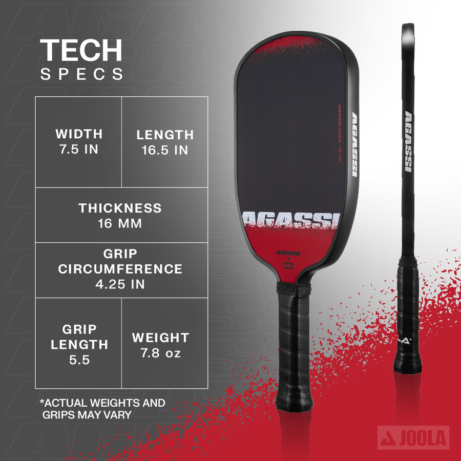 JOOLA Andre Agassi Edge 16mm Pickleball Paddle