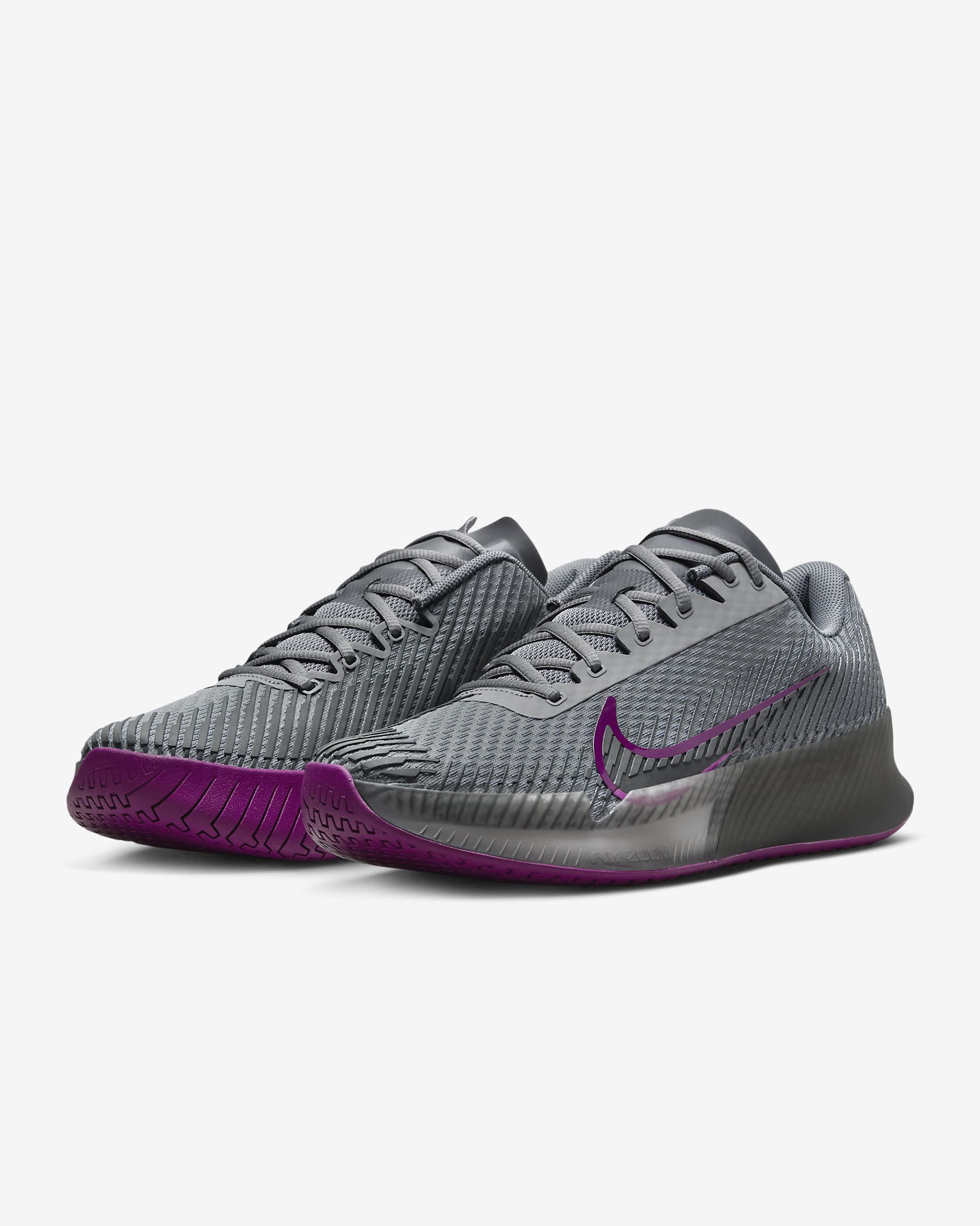 Nike Men's Air Zoom Vapor 11 Tennis Shoes in Smoke Grey/Black-Dk Smoke Grey-Sangria