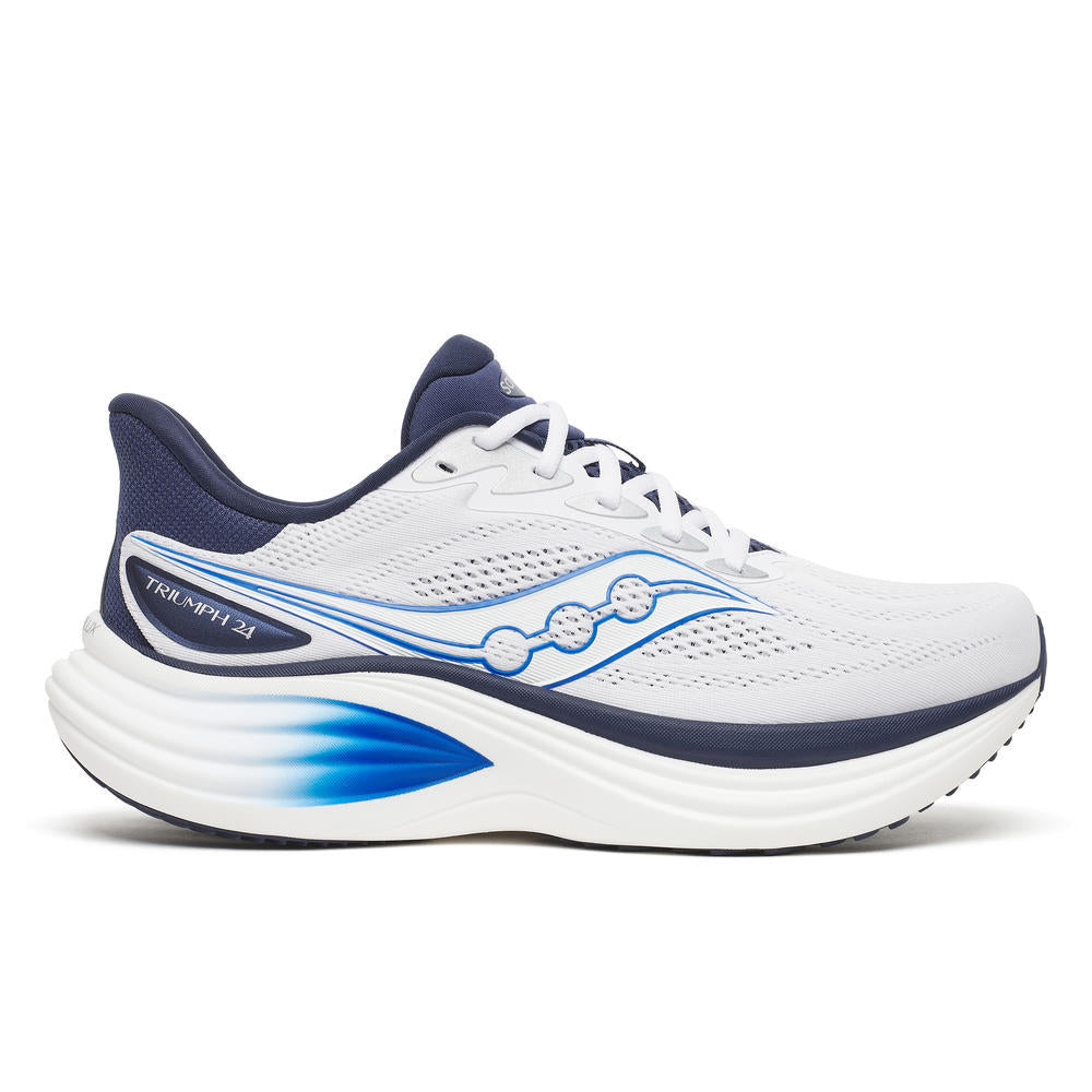 Saucony Men's Triumph 24 Running Shoes in White/Naval