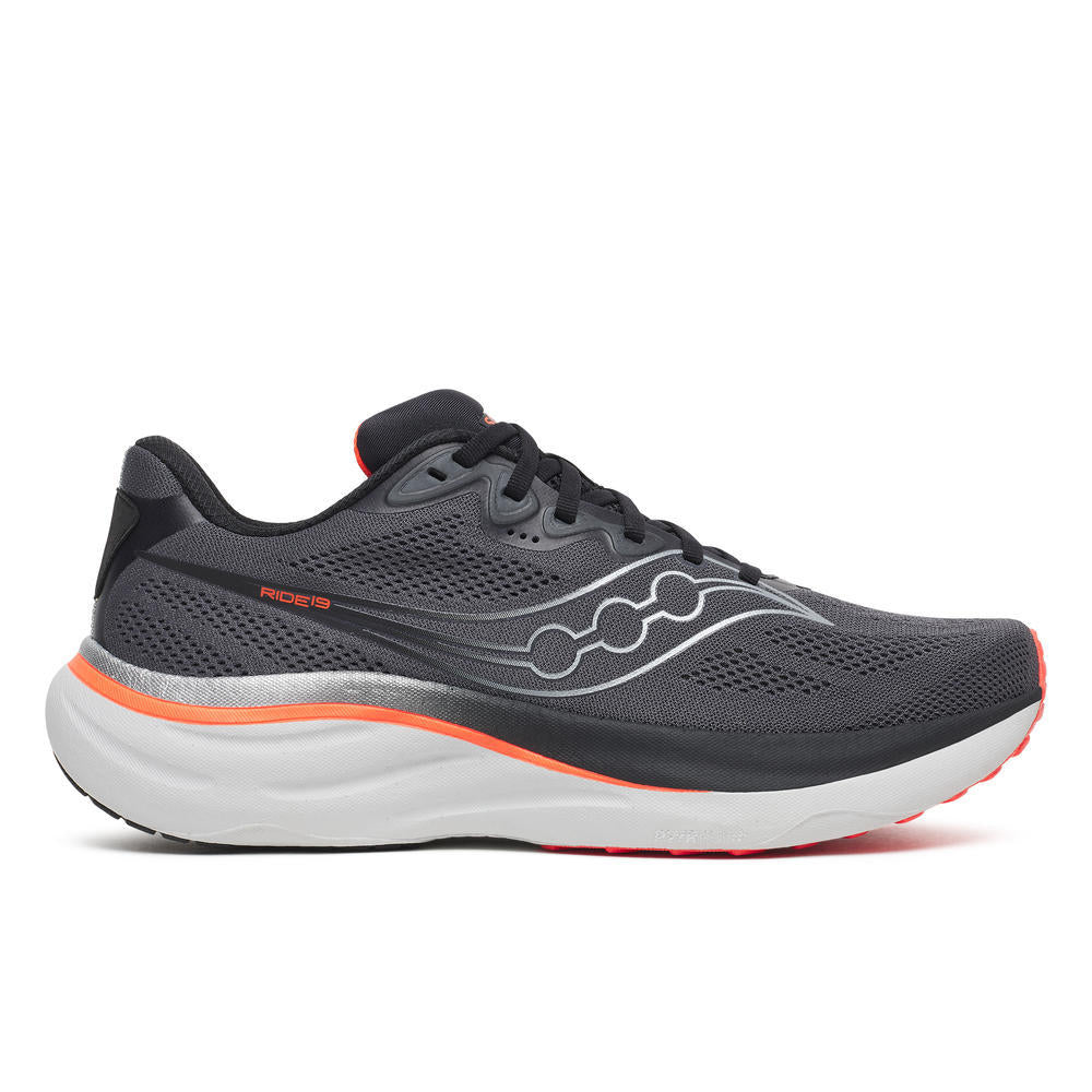 Saucony Men's Ride 19 Running Shoes in Carbon/Black