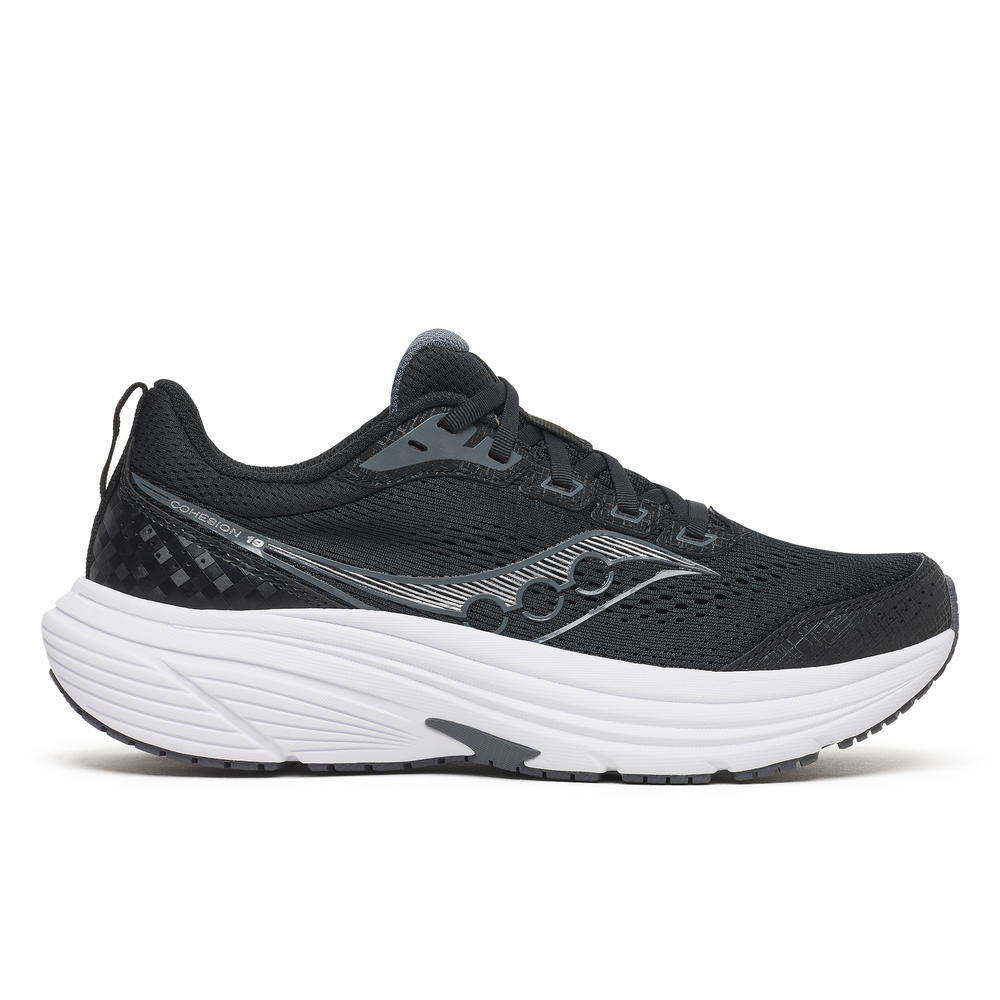 Saucony Men's Cohesion 19 Running Shoes in Black/White (Wide)