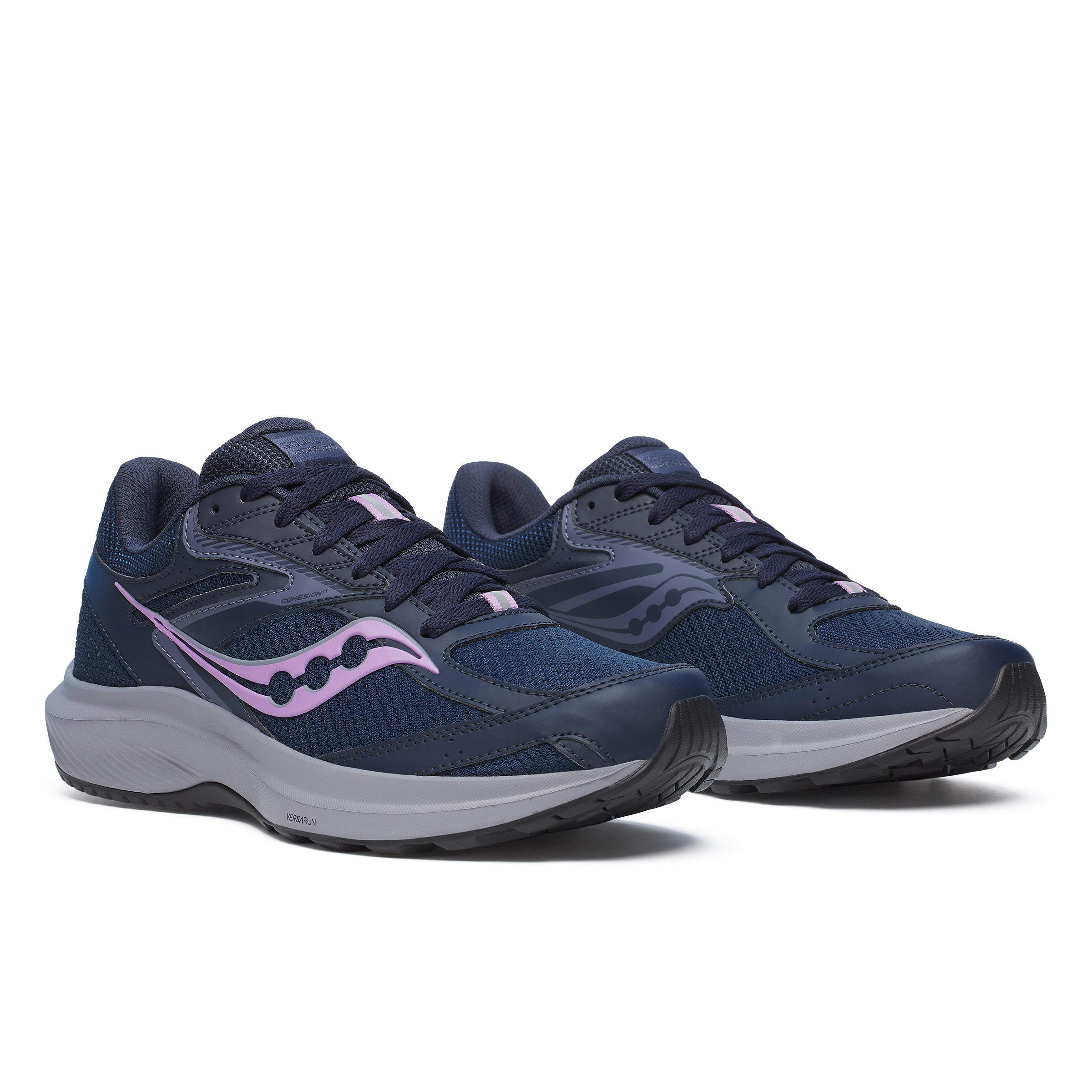 Saucony Women's Cohesion 17 Running Shoes in Navy/Heather (Wide)