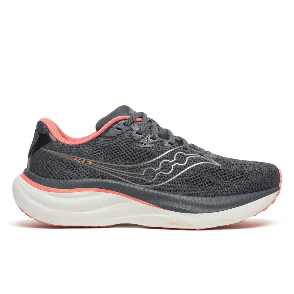 Saucony Women's Ride 19 Running Shoes in Shadow/Salmon