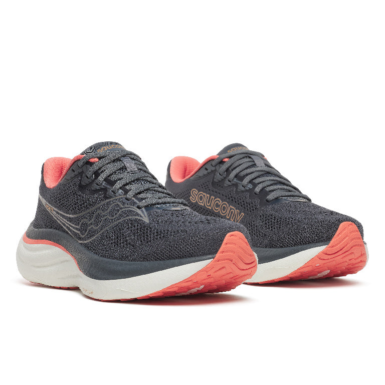 Saucony Women's Ride 19 Running Shoes in Shadow/Salmon