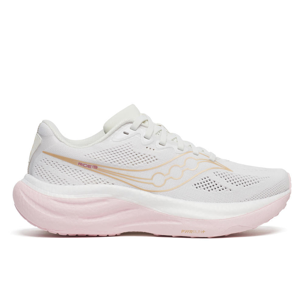 Saucony Women's Ride 19 Running Shoes in White/Silk