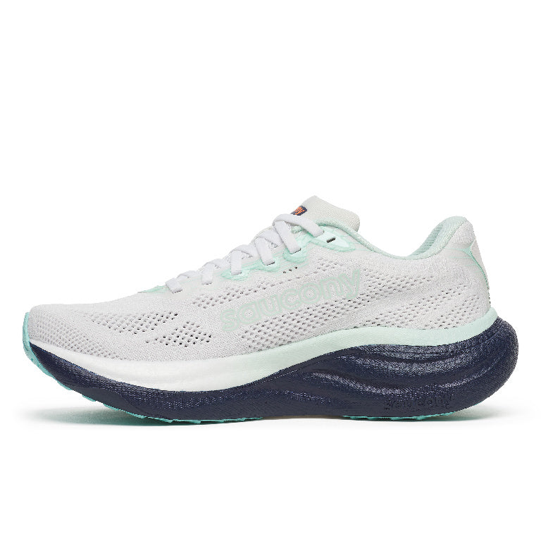 Saucony Women's Ride 19 Running Shoes in White/Navy