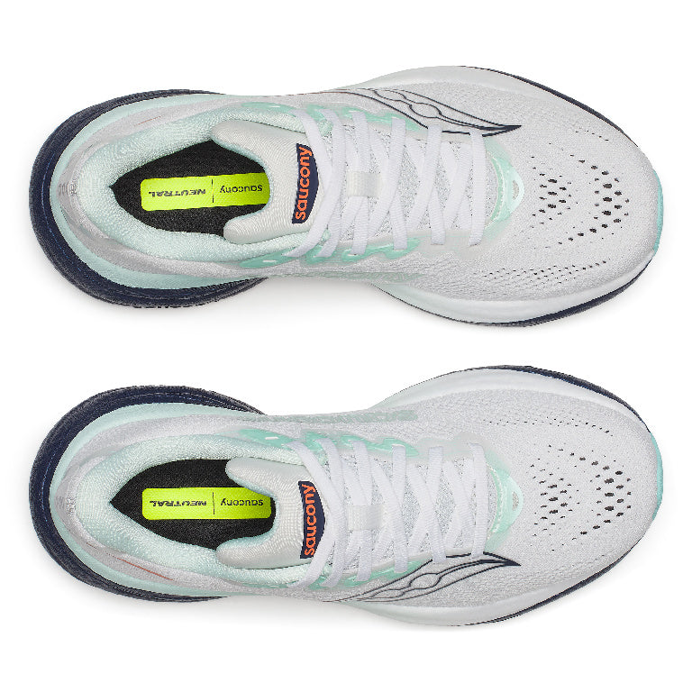 Saucony Women's Ride 19 Running Shoes in White/Navy