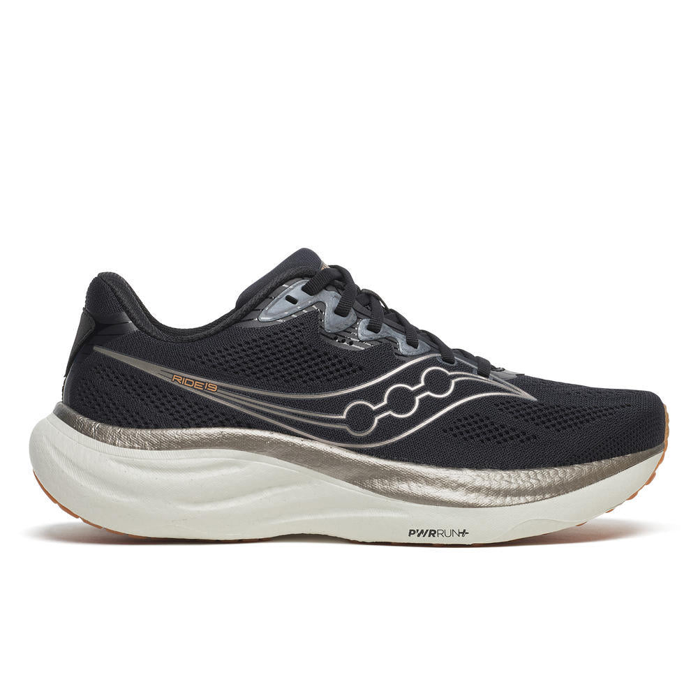 Saucony Men's Ride 19 Running Shoes in Black/Pewter