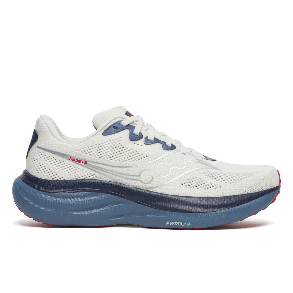 Saucony Men's Ride 19 Running Shoes in Ivory/Storm