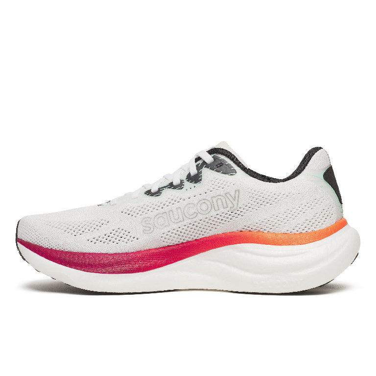 Saucony Men's Ride 19 Running Shoes in White/Crimson