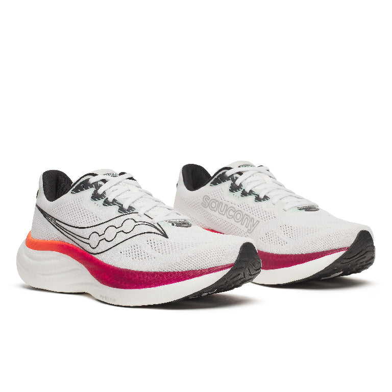 Saucony Men's Ride 19 Running Shoes in White/Crimson