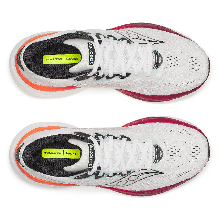 Saucony Men's Ride 19 Running Shoes in White/Crimson