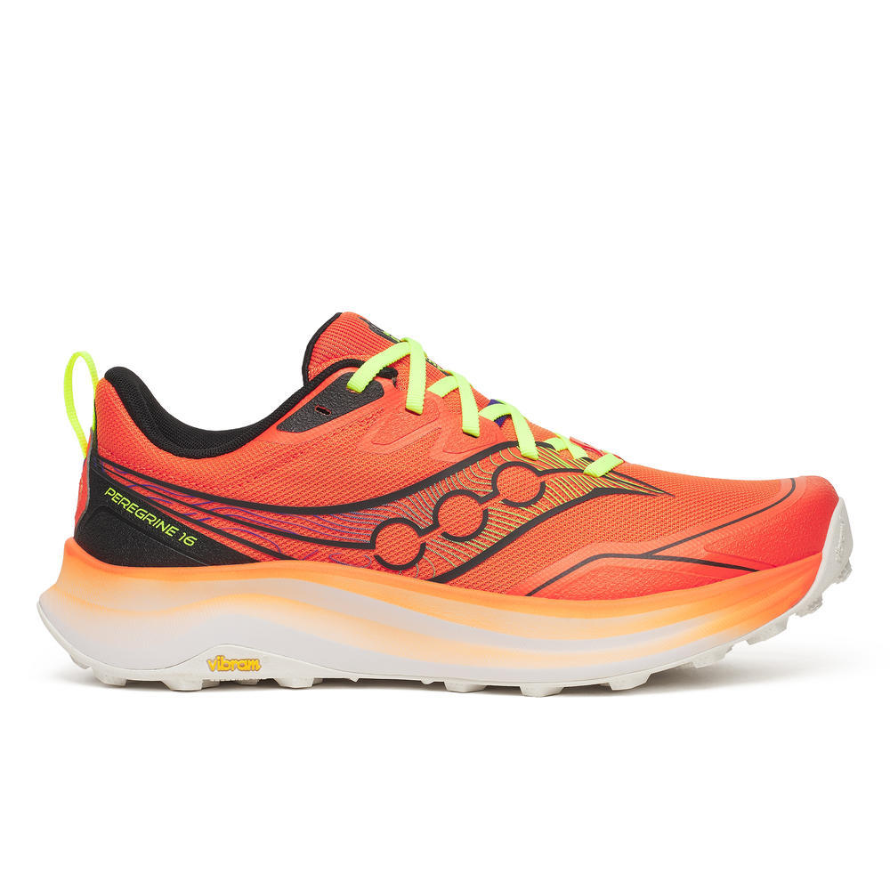 Saucony Men's Peregrine 16 Running Shoes in Fire/Black