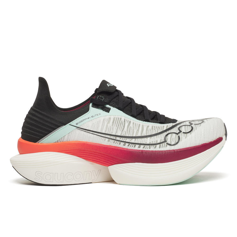 Saucony Unisex Endorphin Elite 2 Running Shoes in White/Crimson