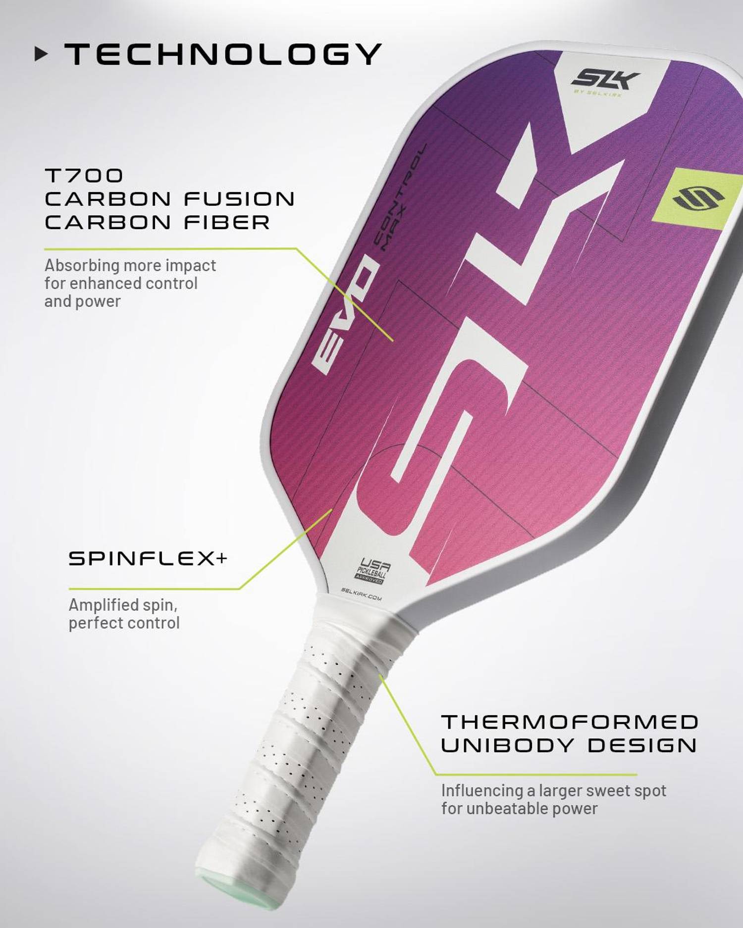 Selkirk SLK EVO Control Max Pickleball Paddle in Magenta Mirage