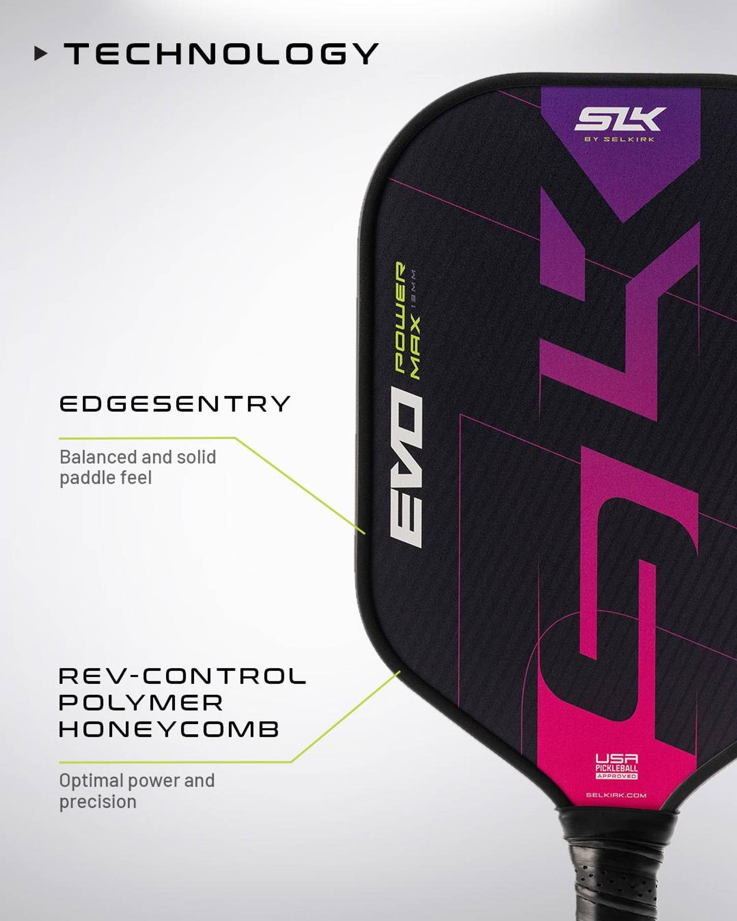 Selkirk SLK EVO Power Max Pickleball Paddle in Magenta Mirage