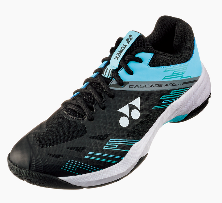 Yonex Power Cushion Cascade Accel Wide Badminton Shoe in Black/Ice Blue