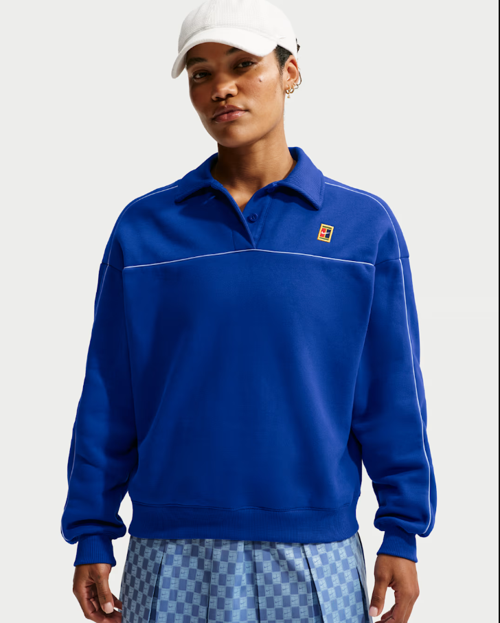Nike Women's Court Fall Fleece Longsleeve Crop Top in Old Royal