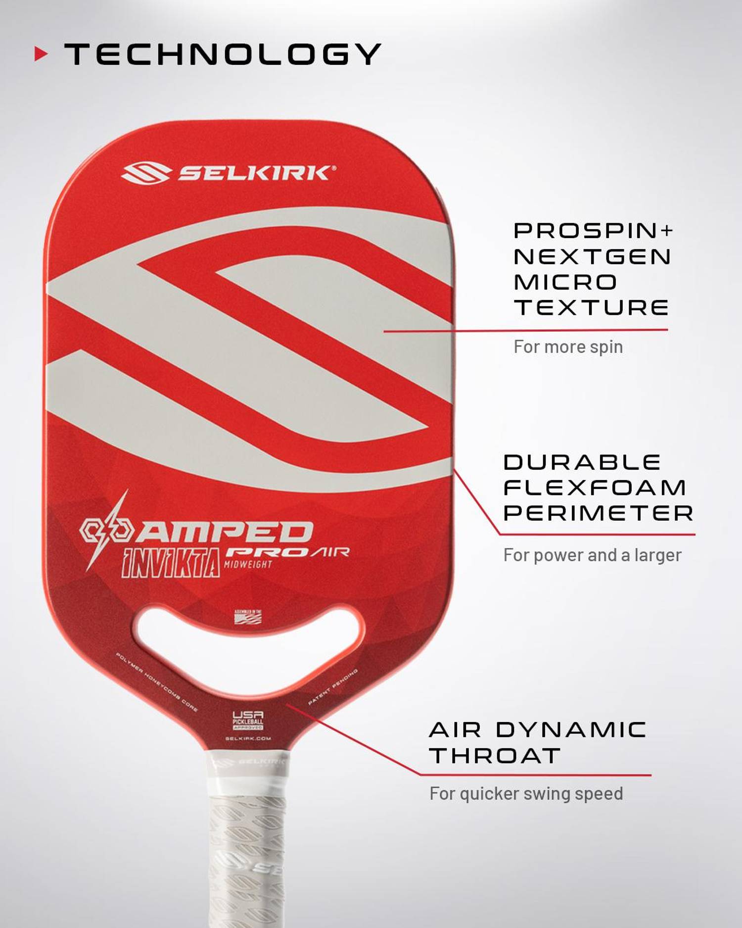 Selkirk AMPED Pro Air Invikta Pickleball Paddle in Red