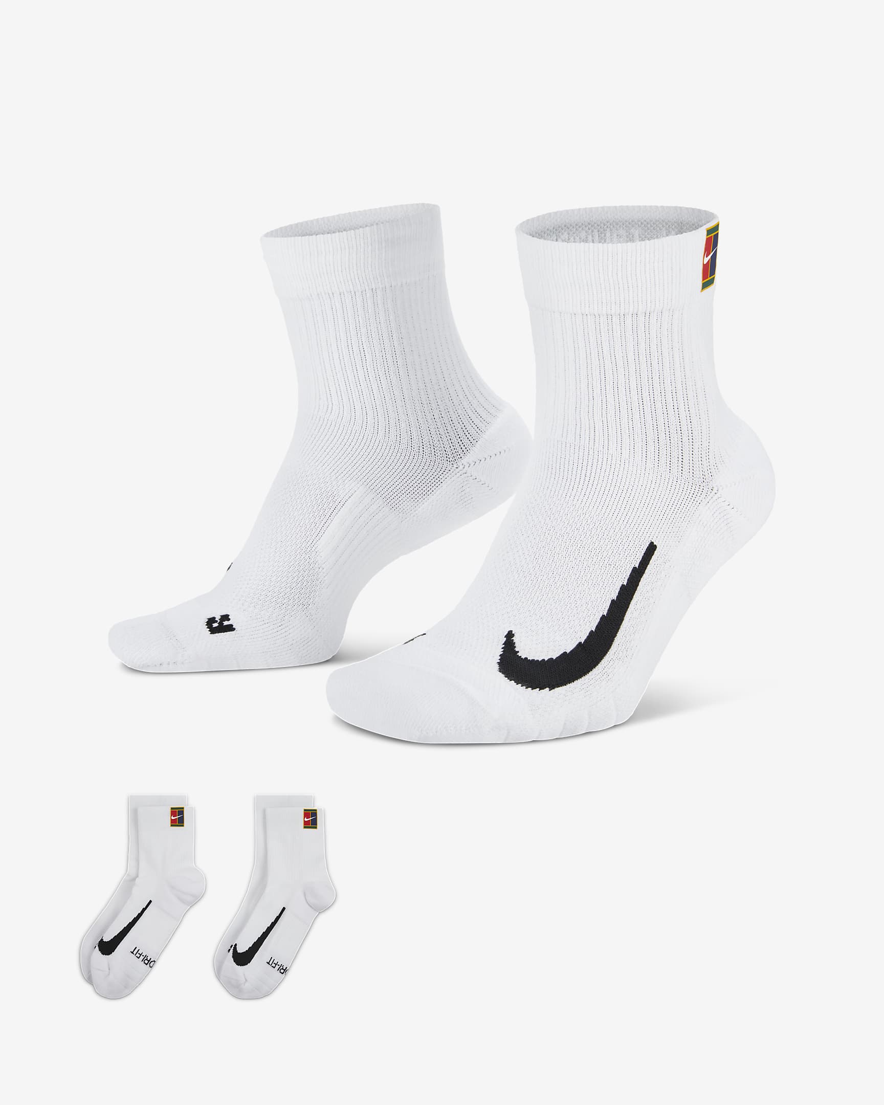 Nike Court Multiplier Max Tennis Ankle Socks in White (2 Pairs)