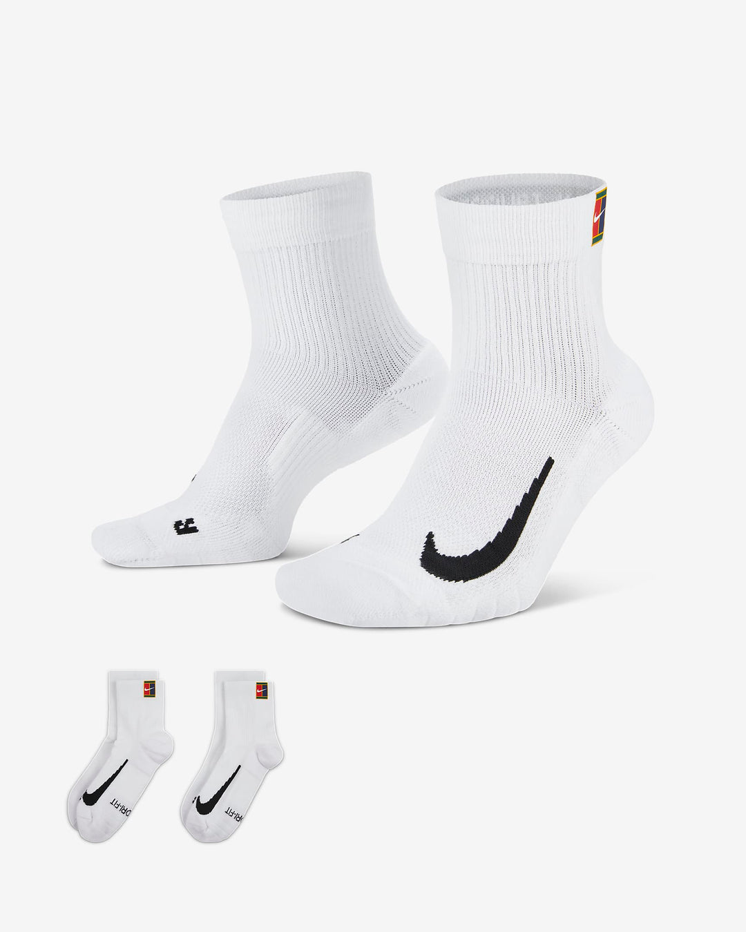 Nike Court Multiplier Max Tennis Ankle Socks in White (2 Pairs)