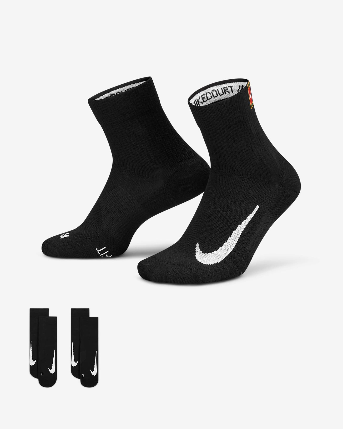 Nike Court Multiplier Max Tennis Ankle Socks in Black (2 Pairs)