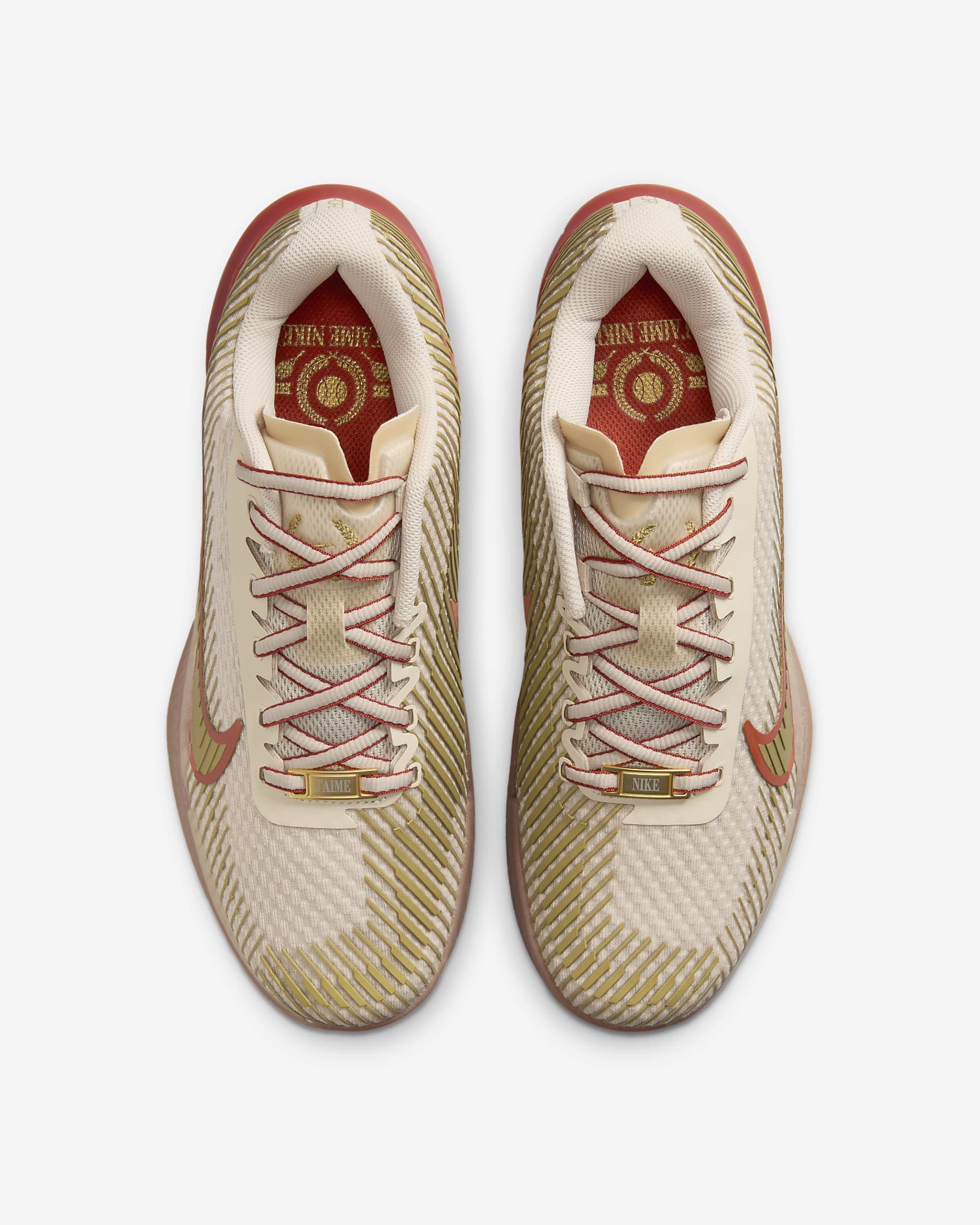 Nike Women's Air Zoom Vapor 11 Premium Tennis Shoes in Sanddrift/Metallic Gold-Rust Factor