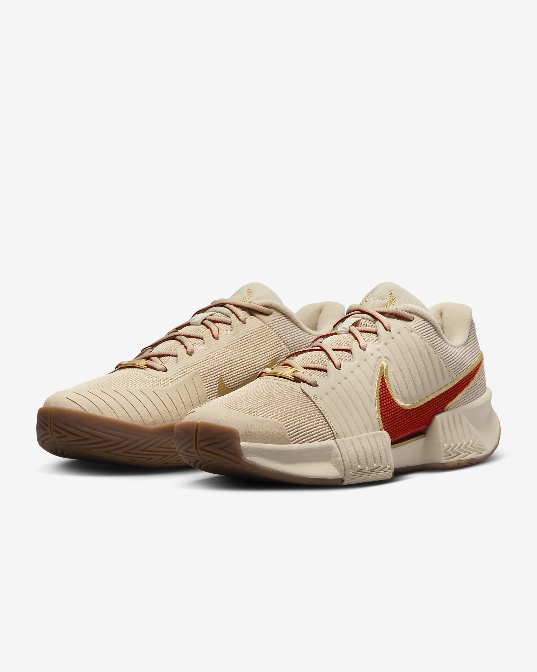 Nike Women's GP Challenge Pro PRM Tennis Shoes in Sanddrift/Rust Factor-Metallic Gold