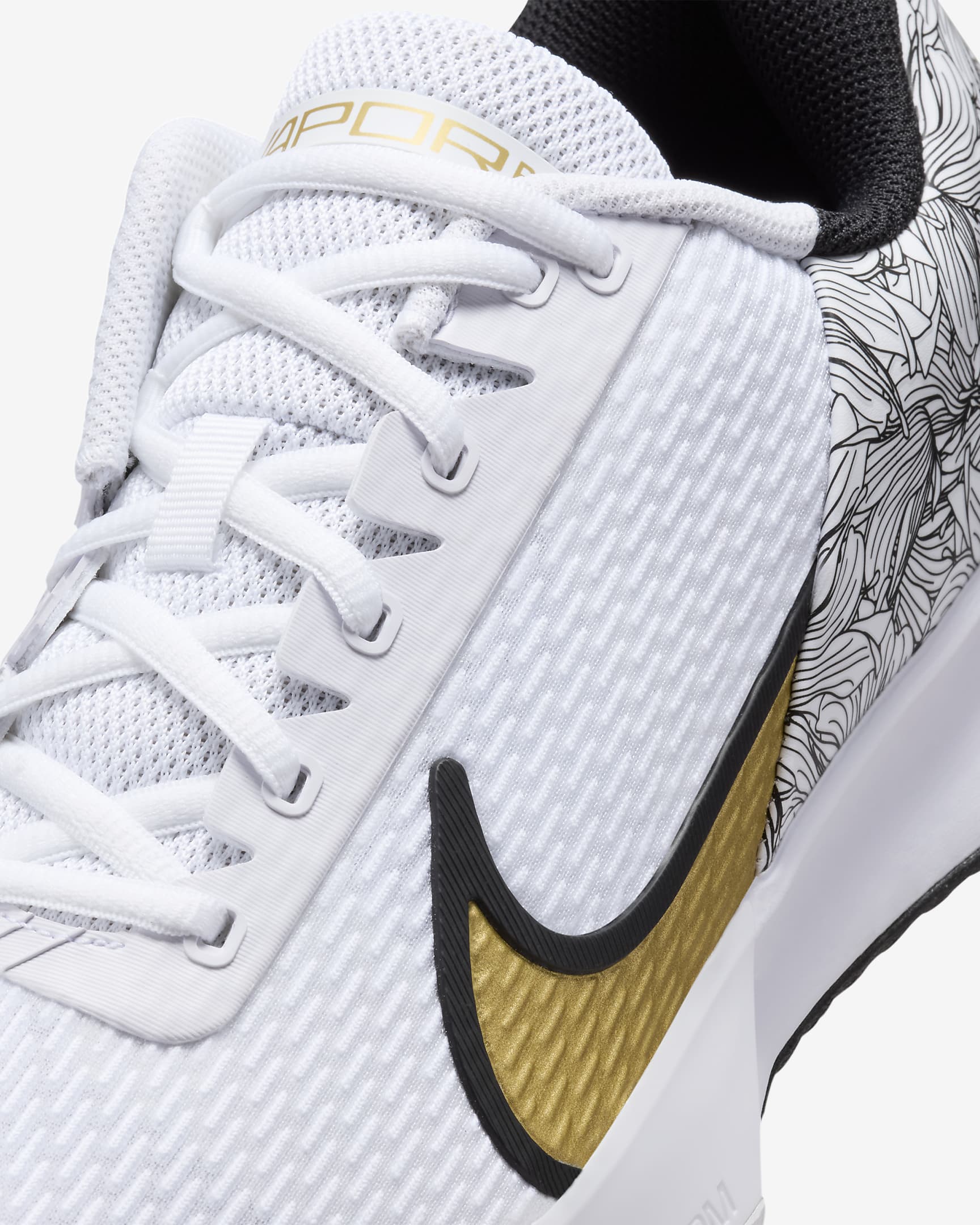 Nike Men's Air Zoom Vapor Pro 2 Magnolia Tennis Shoes in White/Metallic Gold-Black