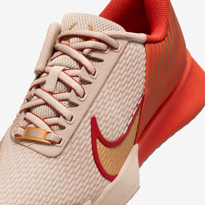 Nike Women's Air Zoom Vapor Pro 2 PRM Tennis Shoes in Sanddrift/Metallic Gold-Gum Med Brown