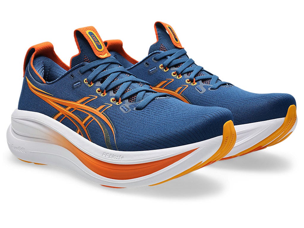 Asics Men's GEL-NIMBUS 28 Wide (2E) Running Shoes in Twilight Blue/Anzu