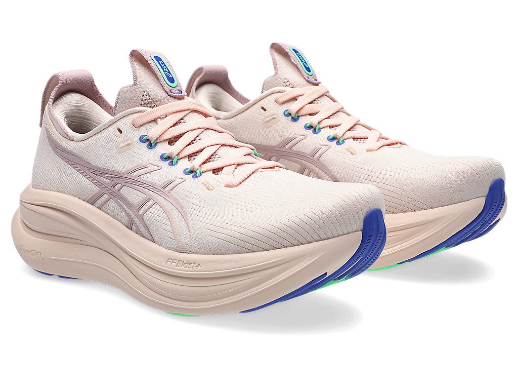 Asics Women's GEL-NIMBUS 28 Wide (D) Running Shoes in Pearl Pink/Morganite