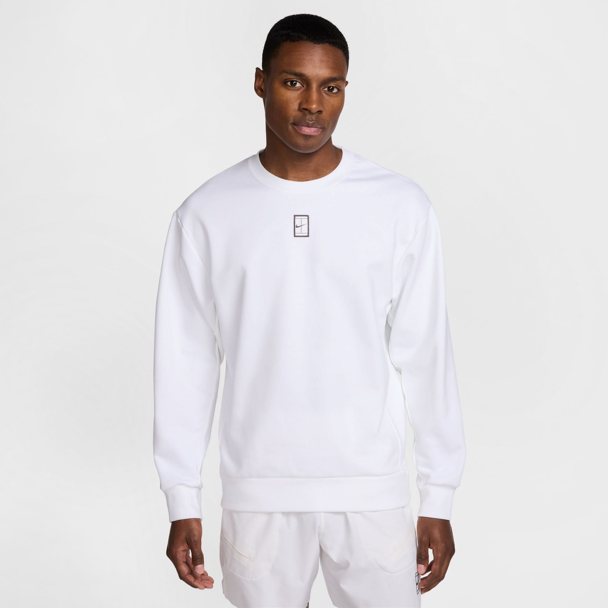 Nike Men's Court Heritage Dri-FIT Fleece Crew in White