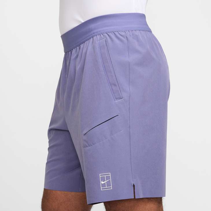 Nike Men's Court Advantage Dri-FIT 8" Tennis Shorts in Dusty Amethyst/White