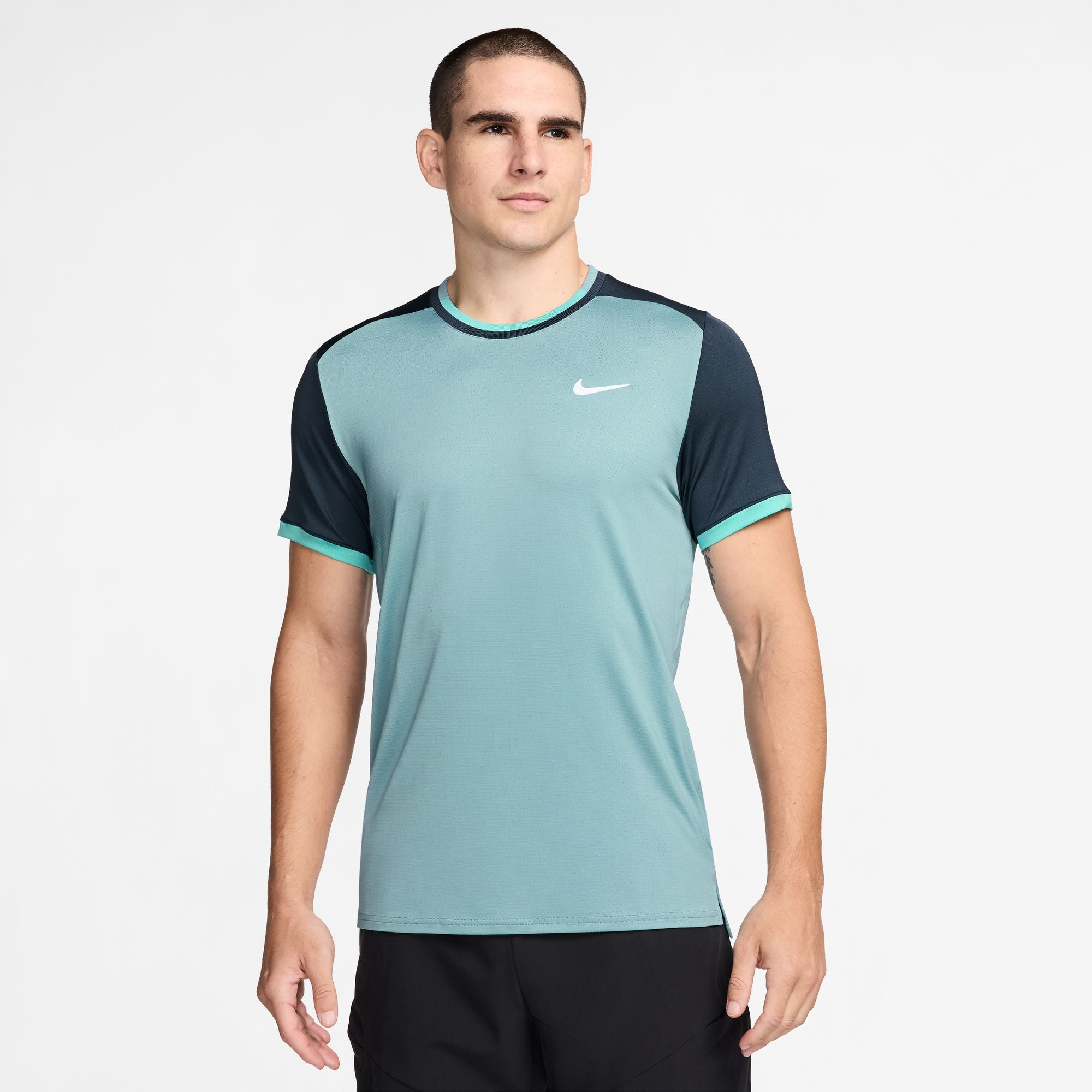 Nike Men's Court Advantage Dri-FIT Tennis Top in Denim Turq/Armory Navy/Green Frost/White