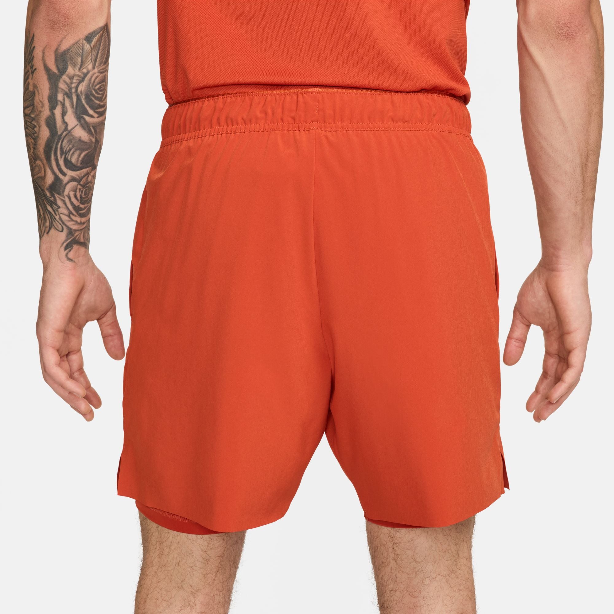 Nike Men's Court Slam Dri-FIT Tennis Shorts in Rust Factor/Pink Quartz/White
