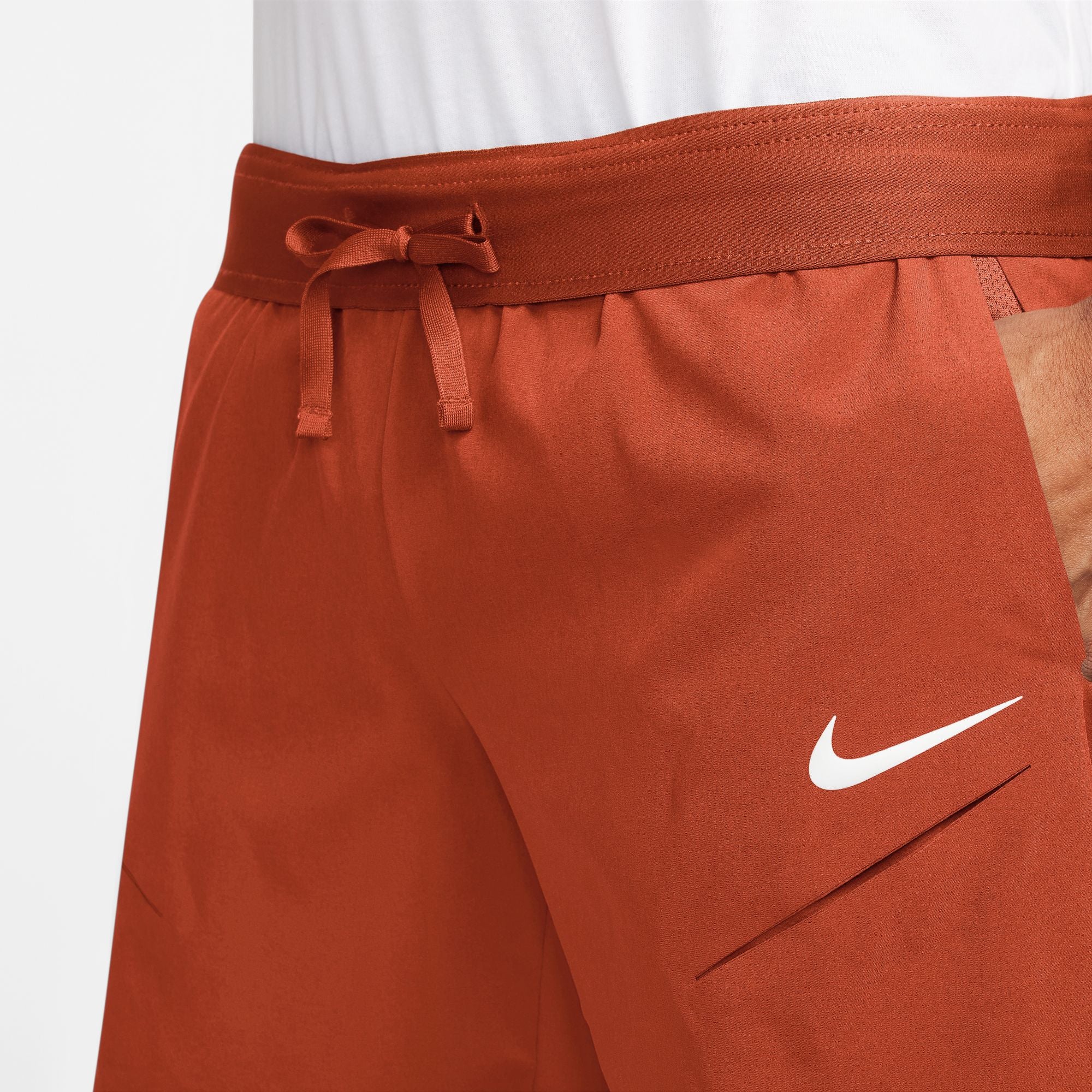 Nike Men's Court Slam Dri-FIT Tennis Shorts in Rust Factor/Pink Quartz/White