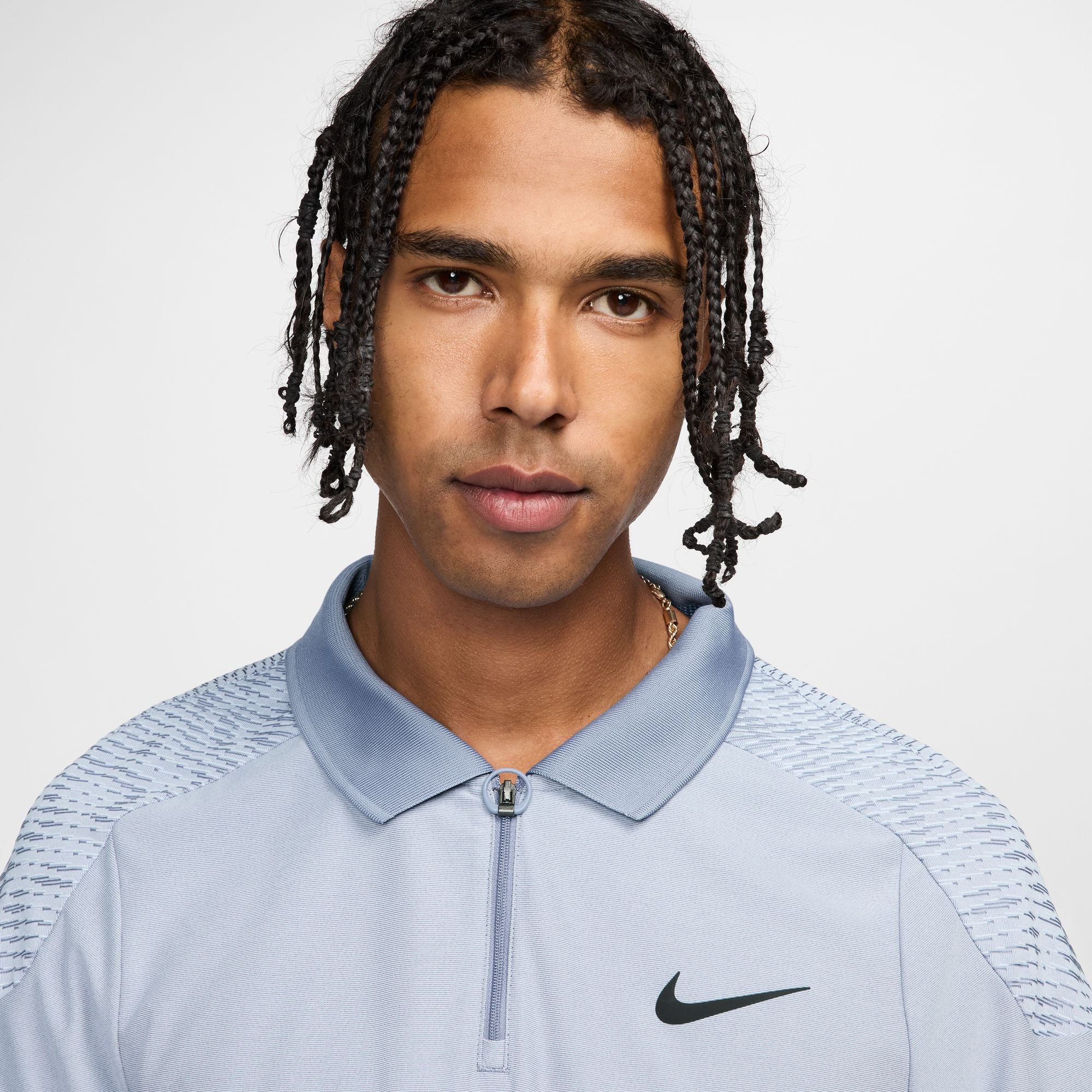 Nike Men's Court Advantage Slam Ultimate Polo in Lt Armory Blue/Ashen Slate/White