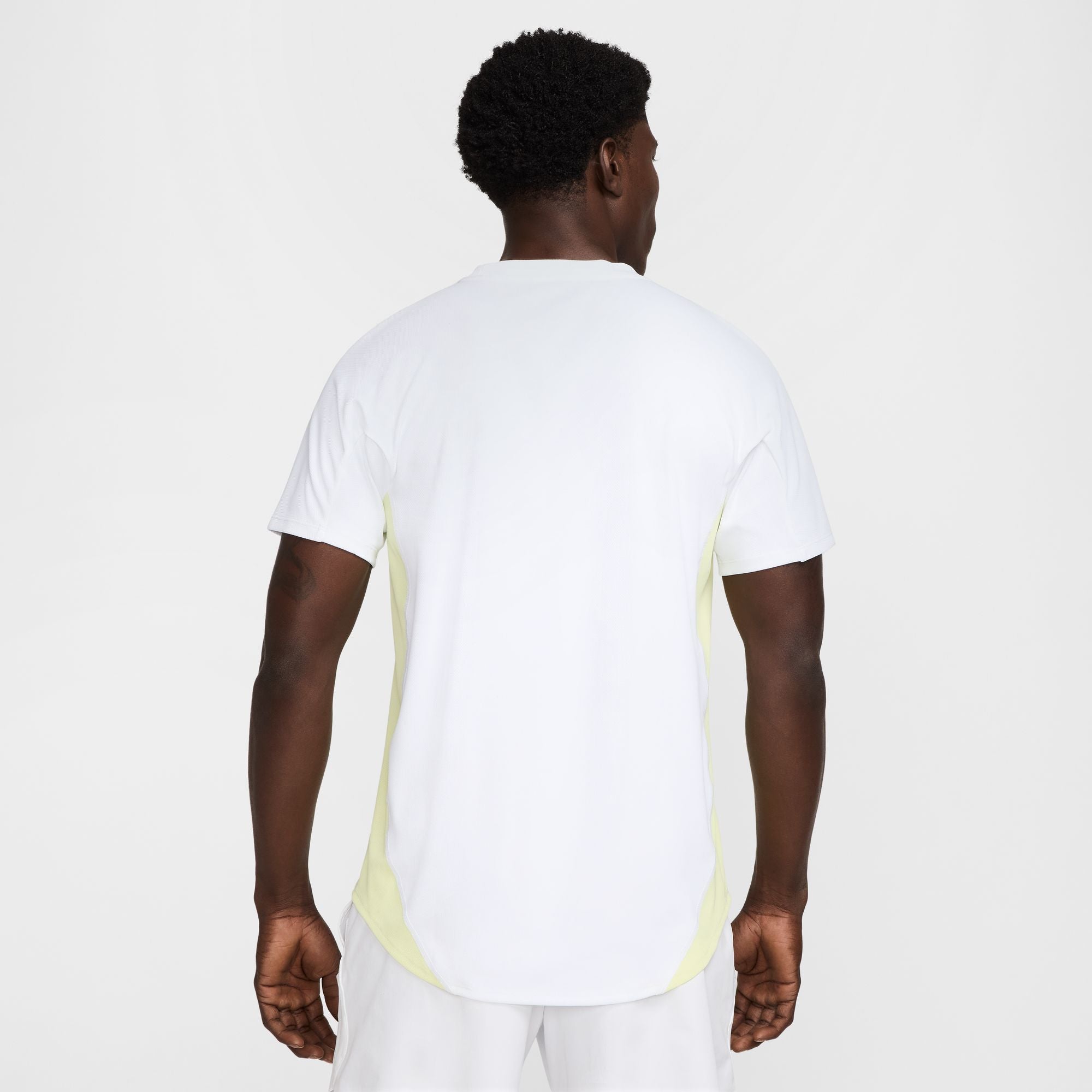 Nike Men's Court Slam Dri-FIT Tennis Top in White/Luminous Green/Medium Ash