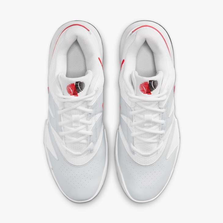 Nike Men's Court Lite 4 Tennis Shoes in White/Lt Crimson-Pure Platinum