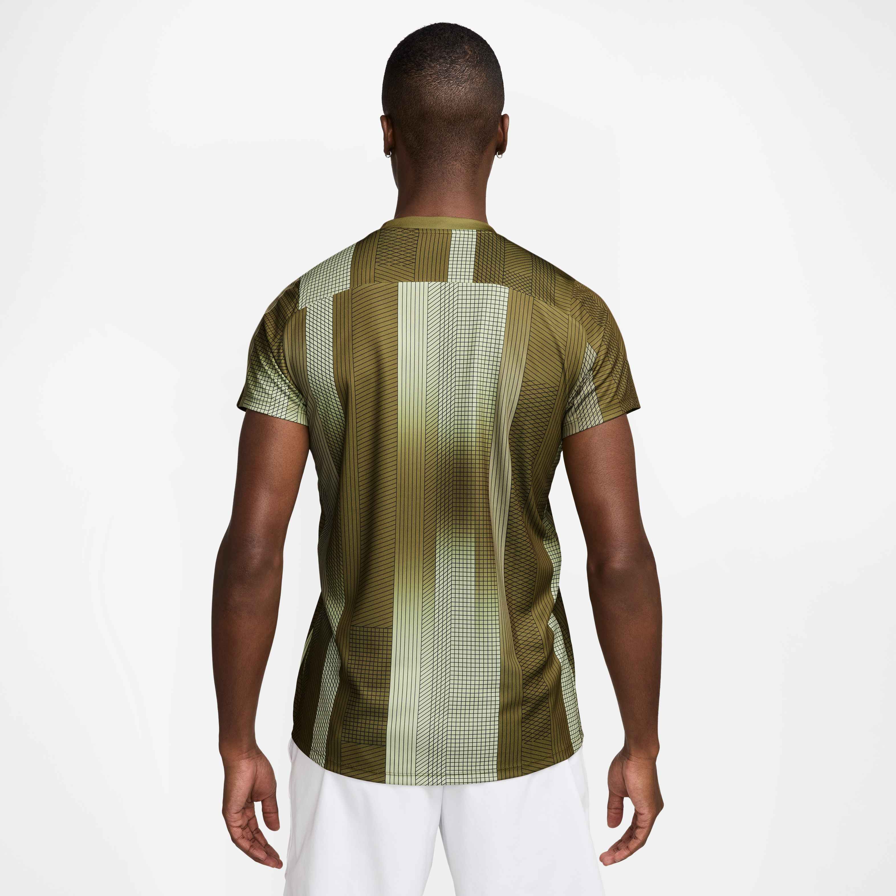Nike Men's Court Victory Dri-FIT Tennis Top in Olive Flak/White
